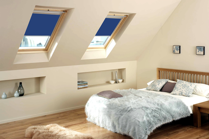 velux 2 Blue Velux Skylight Blinds - Galaxy Blinds